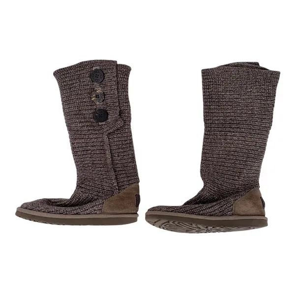 UGG Classic Cardy Knit Boots Gray Women’s Size 6 - Image 4