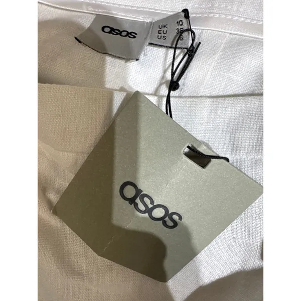 ASOS White Linen Blend High Waist Midi Skirt Size 6 New with Tags - Image 4