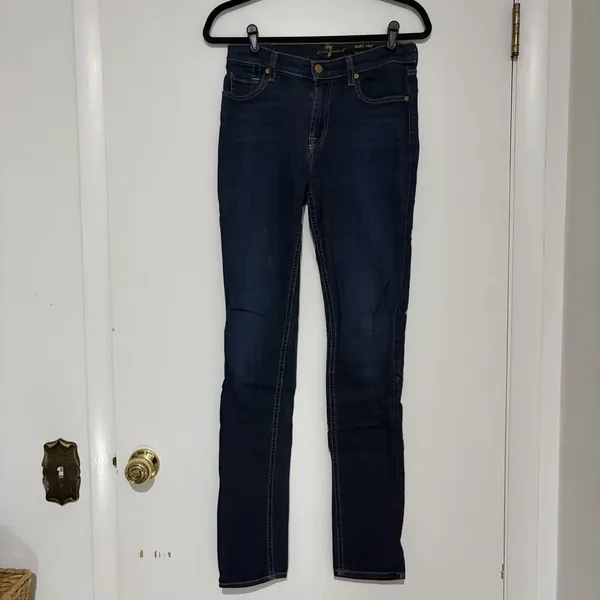 7 For All Mankind Jeans Womens 29 Blue Roxanne Ankle Skinny Stretch Dark Wash - Image 2