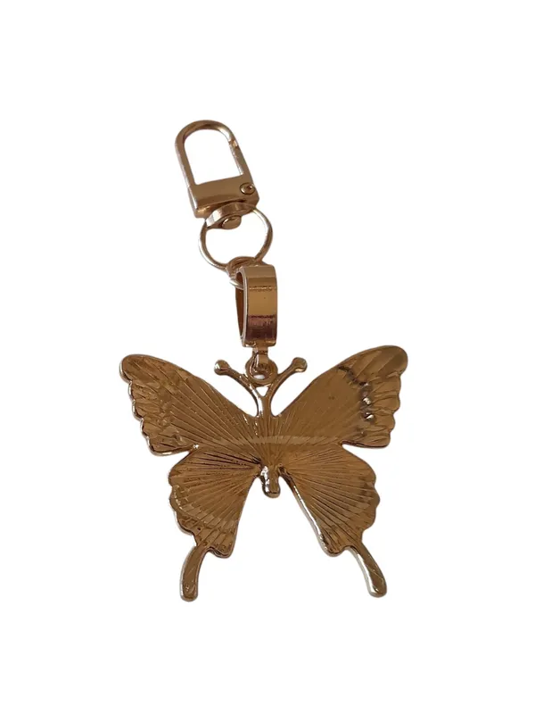 Rhinestone Butterfly Keychain Goldtone Gold - Image 2