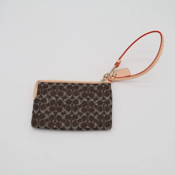 Coach Corner Zip Womens Brown Signature Canvas Inner Pockets Wristlet Wallet - Image 5