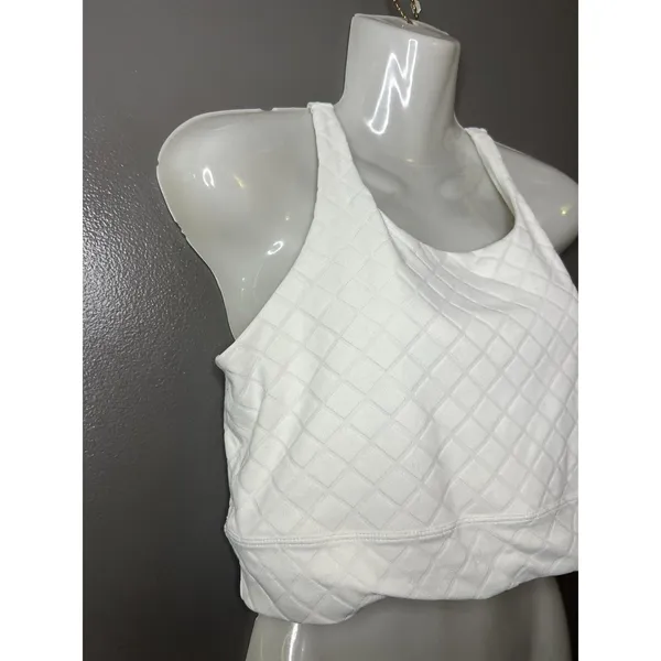 Nike Dri-FIT Sports Bra Womens Large White Diamond Knit Racerback Stretch - Image 2