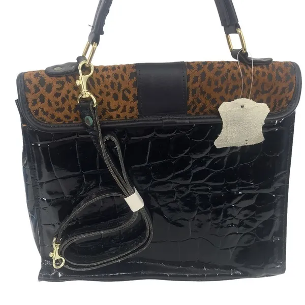 Genuine Leather Cheetah Print Crossbody Bag Convertible Shoulder Purse - Image 2