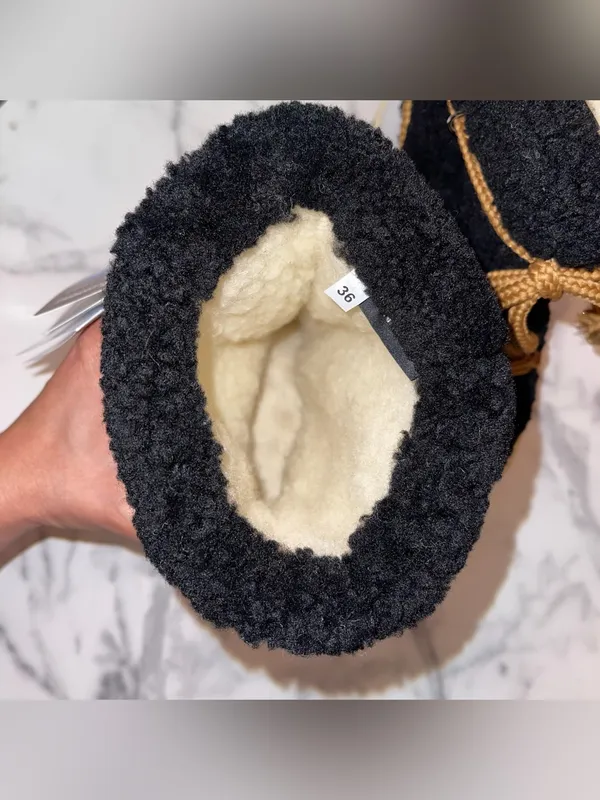 La Mondiale Zermatt Sheepskin Après-Ski Boots Black Size 36 NWT - Image 7