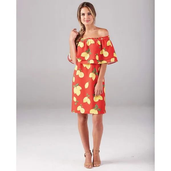 NWT Mud Pie Womens Pippa Off The Shoulder Dress Red S - Image 2