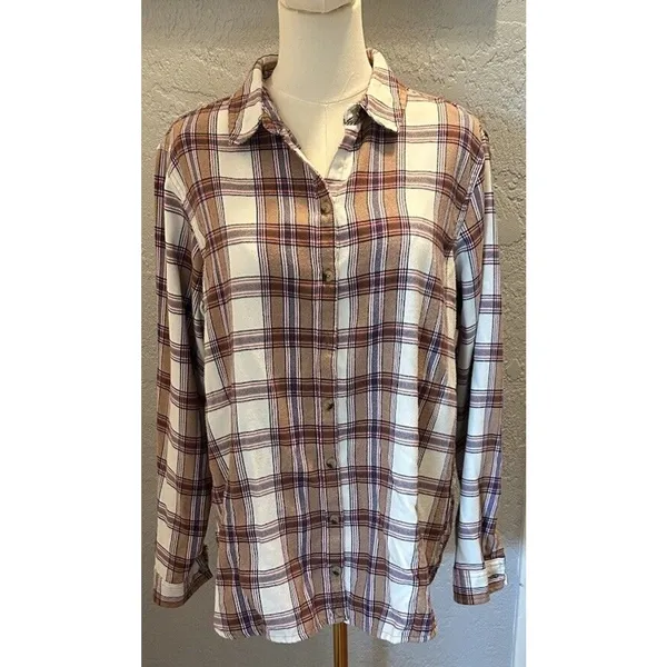 Jach's Girlfriend Tartan Plaid Flannel Shirt Women Med Button Up Outdoors Casual - Image 3