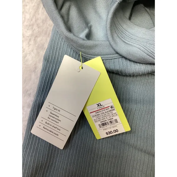 All in Motion Womens Seamless Active Dress XL Steel Blue Ribbed Built-in Bra NEW - Image 6