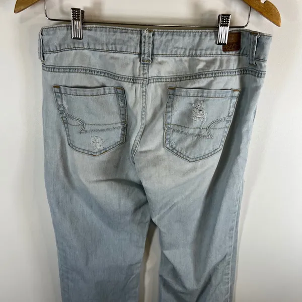 American‎ Eagle Outfitters Womens Jeans Light Wash Distressed Boyfriend Size 8 - Image 5