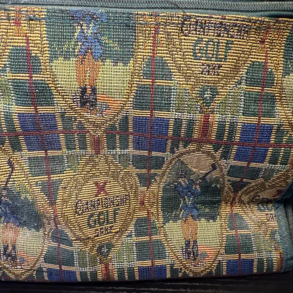 VTG 90s‎ Tapestry Golf Tournament Tote Bag & Coin Purse Pouch Plaid Large Purse - Image 3