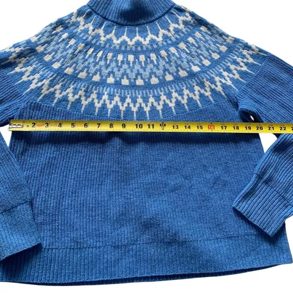 J.Crew Fair Isle Mockneck Pullover Women M Blue BM179 Re-Imagined Winter Cozy - Image 8