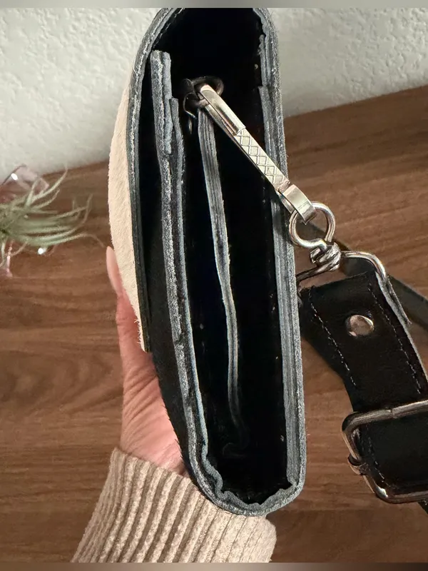 Cowhide Wallet Clutch with Crossbody Strap - Image 7