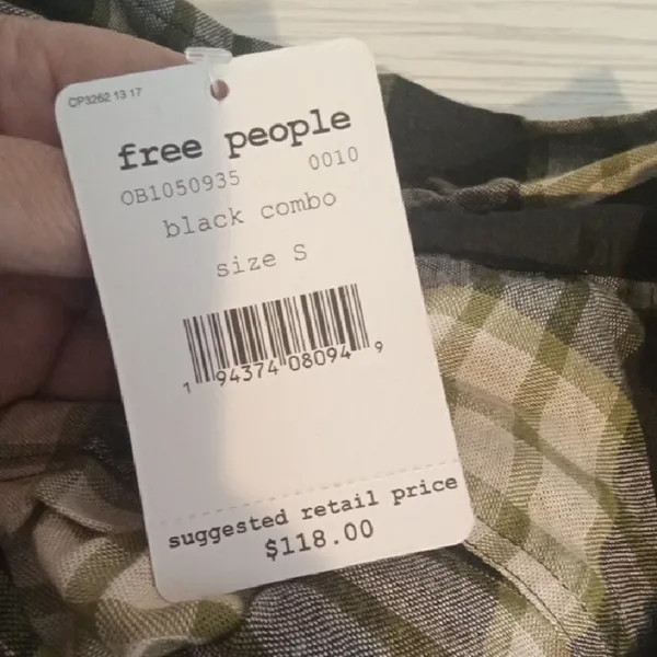 We The Free Beige and Black Utility Boho with Plaid Pattern and Cinched Waist - Image 7