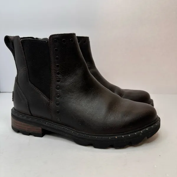 Sorel Womens 7.5 Lennox Chelsea Stud Waterproof Boots Brown Leather - Image 11