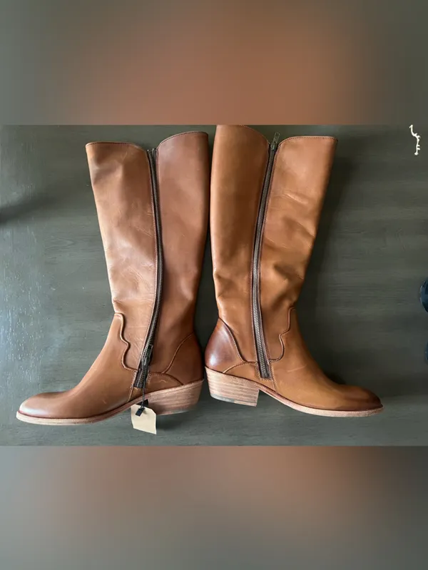 Frye Carson Piping BrownLeather Tall Knee High, Extended Calf. Size 8 - Image 7