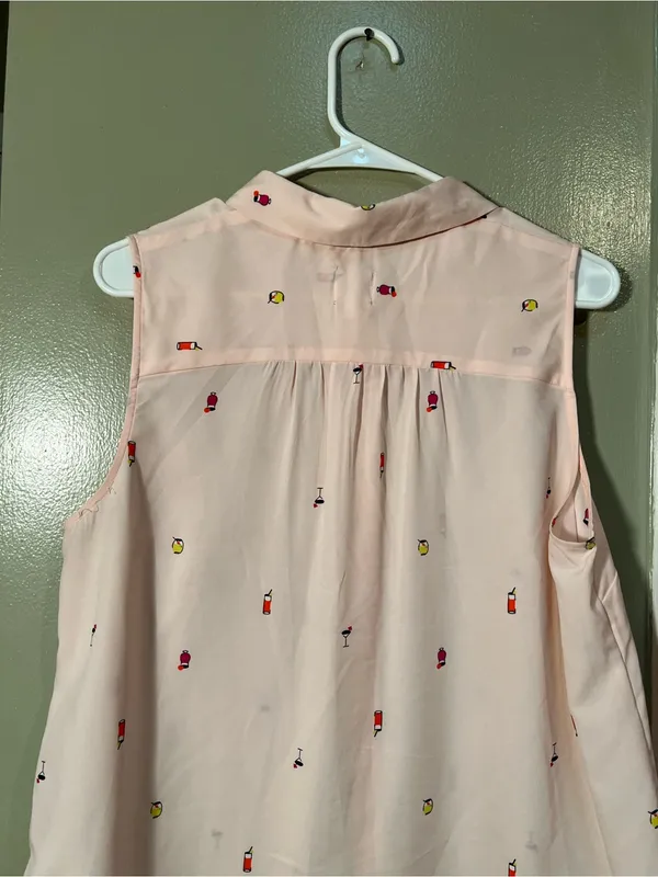 Workshop‎ Republic Women's Size Large Sleeveless Button Down Shirt Pink Cocktail - Image 7