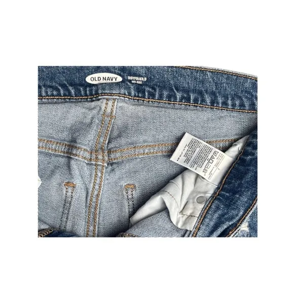 Old Navy Boyfriend Mid-Rise Distressed Jeans Women's Size 2 Raw Hem - Image 7