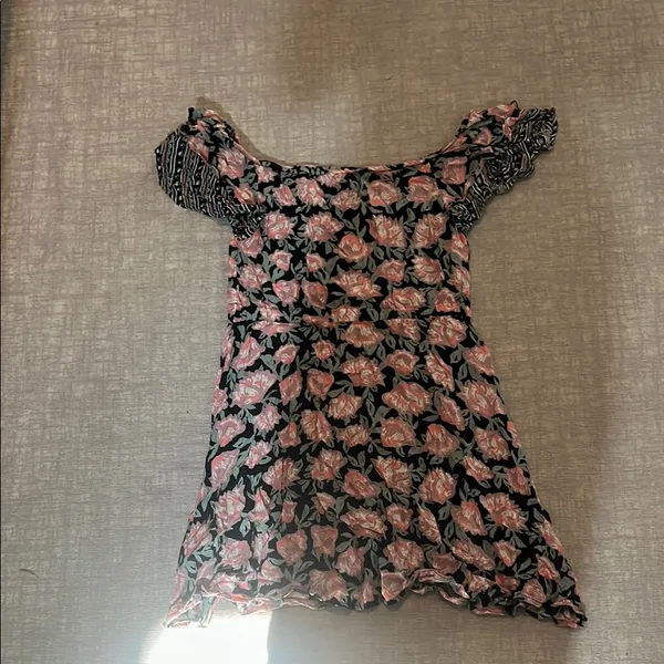 Square Neck Flutter Sleeve Pink and Orange Sundress - Image 7