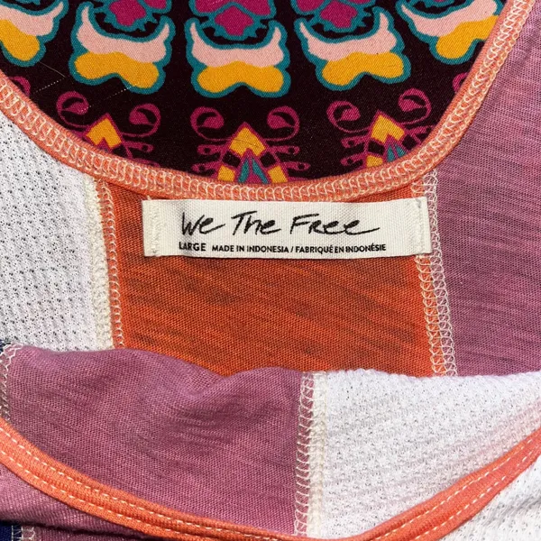 We The Free Free People Carousel Patchwork‎ Tank Top Multi Color Tie Shoulder LG - Image 7