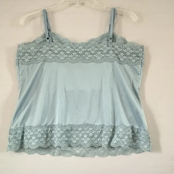 Petite Sophisticate Women’s blue Lace Sequined Satin Beaded Cami Vintage‎ Large - Image 2
