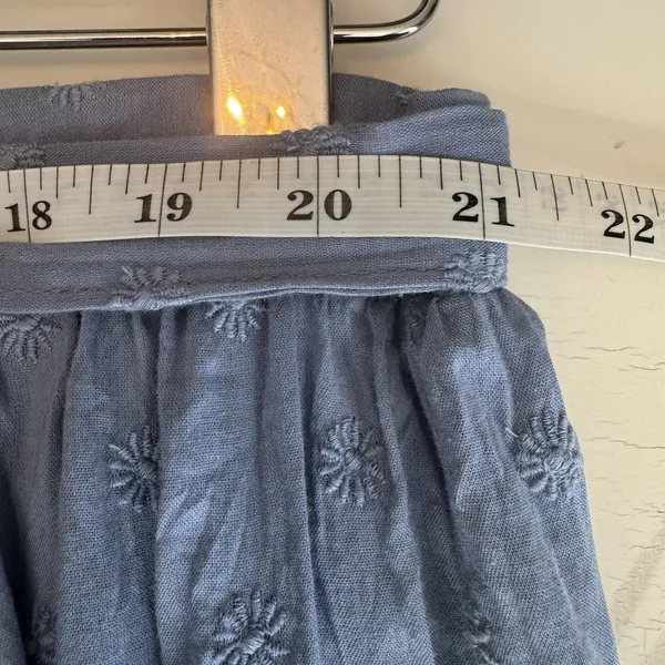 Old Navy XXL Blue Embroidered Tiered Mini Skirt Cotton Rayon Tie Waist Boho Chic - Image 8
