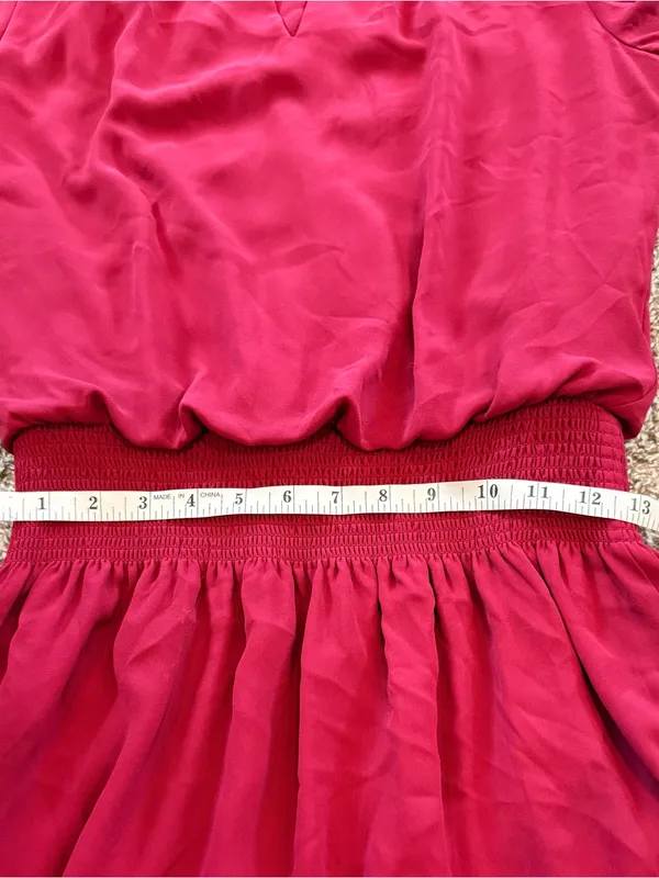 White House Black Market Burgundy V-neck Long Sleeve Cinch Waist Dress XS - Image 5