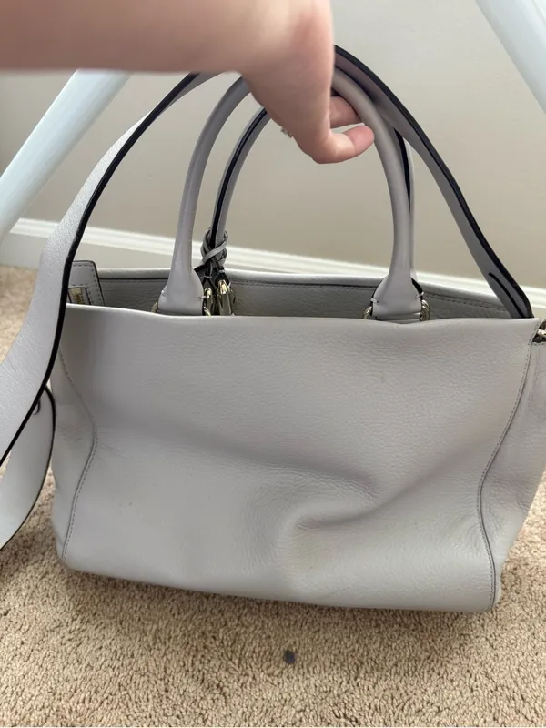 kate spade Light Gray Leather Satchel with Tassel Strap - Image 3