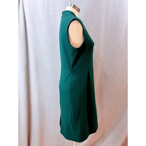 MM.LaFleur Etsuko Dress Hunter Green Sleeveless V-Neck Sheath Pockets Size 10‎ - Image 3