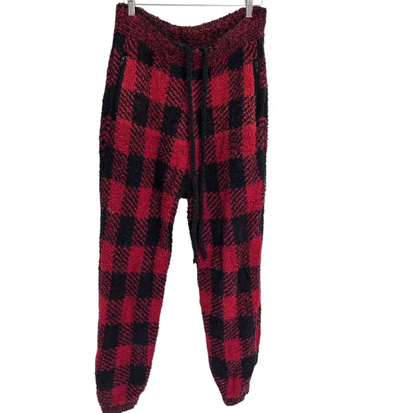 Skims Unisex Cozy Jogger In Brick Buffalo Check Black & Red Size L/XL - Image 3