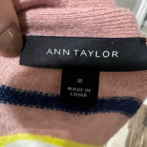 Ann Taylor pink striped button up cardigan - Image 8