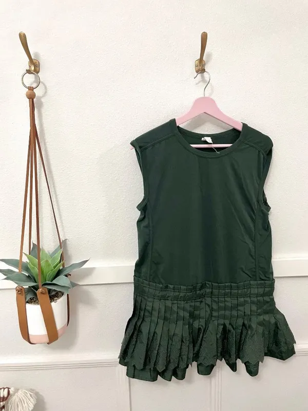 Daily Practice by Anthropologie Moss Green Drop Waist Mini Dress Size S Sporty - Image 2