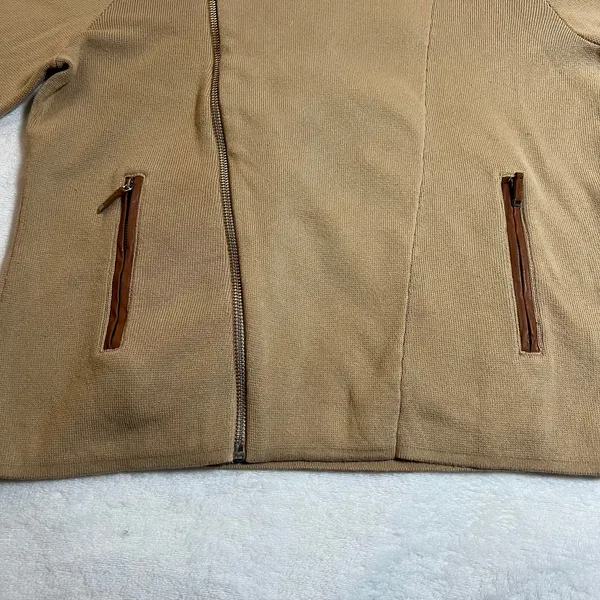 Lauren Ralph Lauren Womens Knit Moto Jacket Size M Zip Pockets Asymmetrical - Image 5