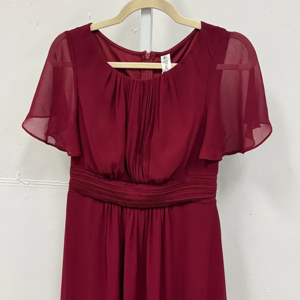 NWT Ever Pretty Burgundy High-Low Chiffon Flutter Sleeve Midi Dress‎ Size 6 - Image 3