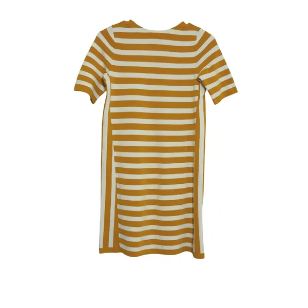 Ann Taylor Size XS Sheath Dress Mustard Yellow Striped Cotton‎ Knit Short Sleeve - Image 5