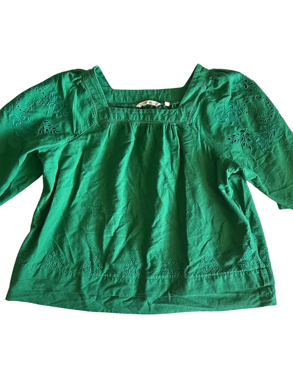 Soft Surroundings Emerald Square-Neck Eyelet Cotton Blouse - Image 2