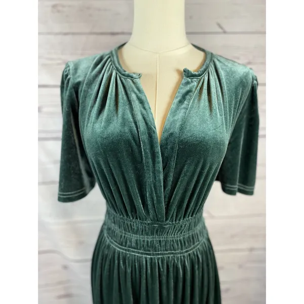 Baltic Born Artemis Velvet Maxi Dress Women’s S Green Tiered V-Neck Formal Dres - Image 4