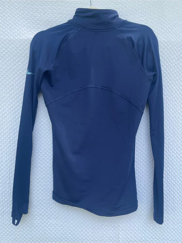Nike Pro Hyperwarm Women’s Navy Blue 1/2 Zip Long Sleeve Training Top DES - Image 4