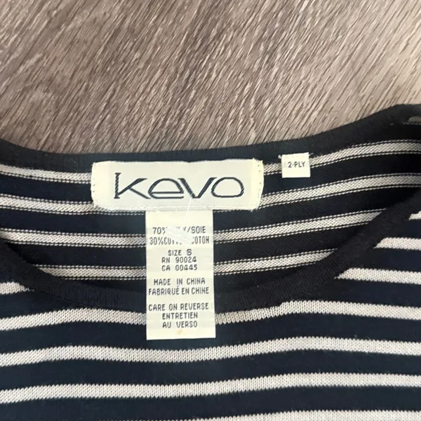 Black and Gray Striped Tee Silk Blend Casual Short Sleeve Top - Image 3
