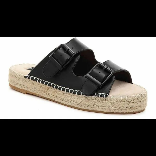 Steven By Steve Madden Black Lapis Espadrille Leather Platform Sandal 8M Bohemian - Image 2
