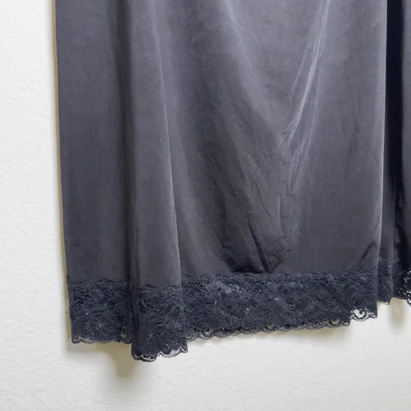 NEW Jones New York Women Half Slip‎ 1X Black Anti Cling Lace Trim Whimsigoth - Image 2