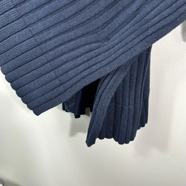 Simply Vera, Vera Wang Navy Blue Short Sleeve Oversized Poncho Cut Sweater Knit S/M - Image 4