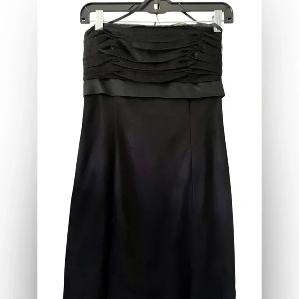 Vera Wang Maids Black Strapless Full Length Tulle Gown Size 4 - Image 5