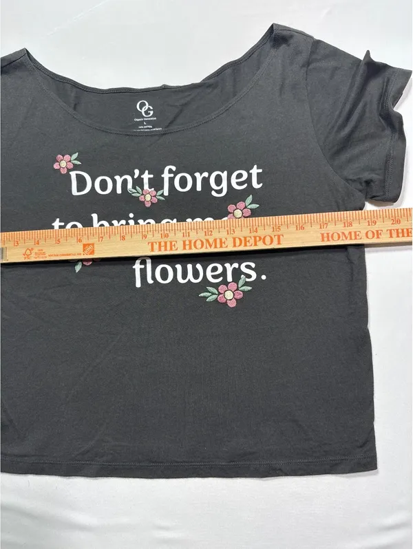 Organic Generation Black Cotton Tee with Cute Flower Print - Image 3