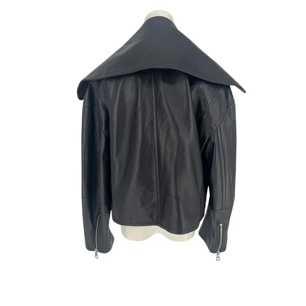 Nanushka Ado Regenerated Leather Biker Jacket‎ Black Espresso XS - Image 11