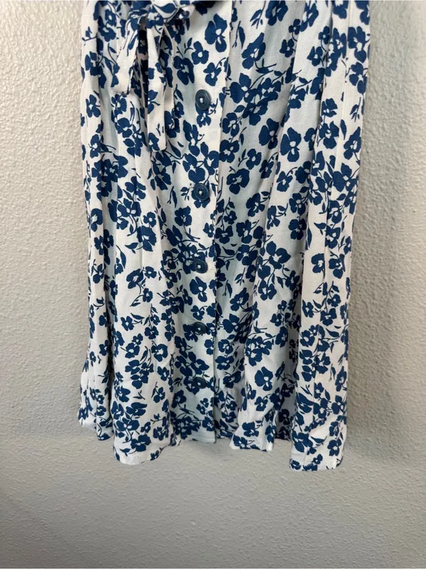 Reformation Blue White Floral Mini Dress Womens 4 Casual Summer Luxury Classic - Image 7