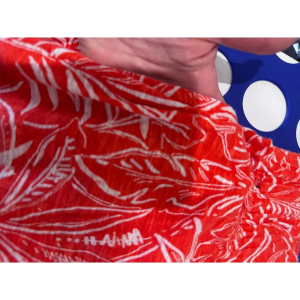 C&C California‎ Linen Wide Leg Pants Women M Red Tropical Leaf Coastal Resort - Image 4