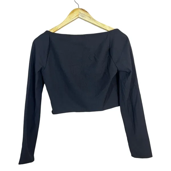 Abercrombie & Fitch Sweetheart Corset Solid Crop Top Black Long Sleeve Size S - Image 5