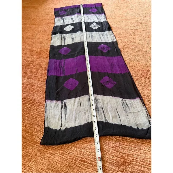 Abstract Infinity Scarf Purple Black Gray Silk Feel Lightweight - Image 3