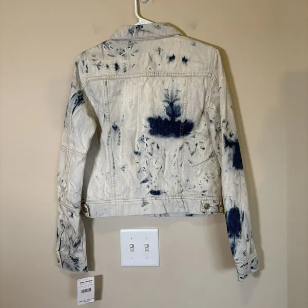 Free People‎ Jones Denim Jacket Womens Size S Blue Tie Dye OB809197 Trucker - Image 8