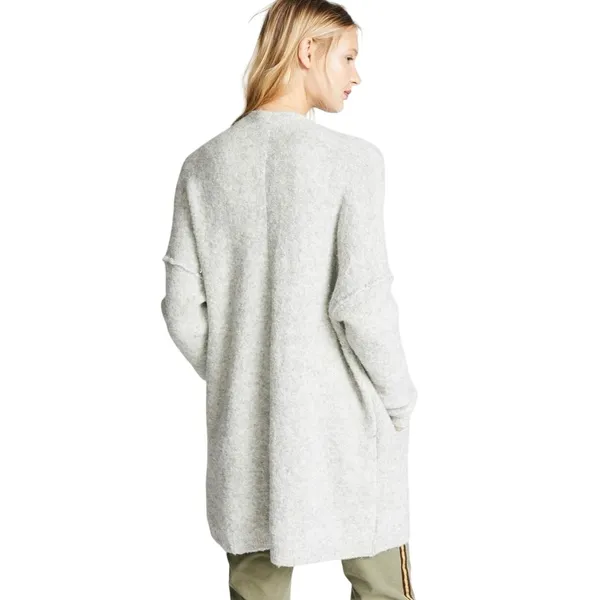 Free People Women's Phantom Cardigan sweater Grey gray large wool blend pockets - Image 4