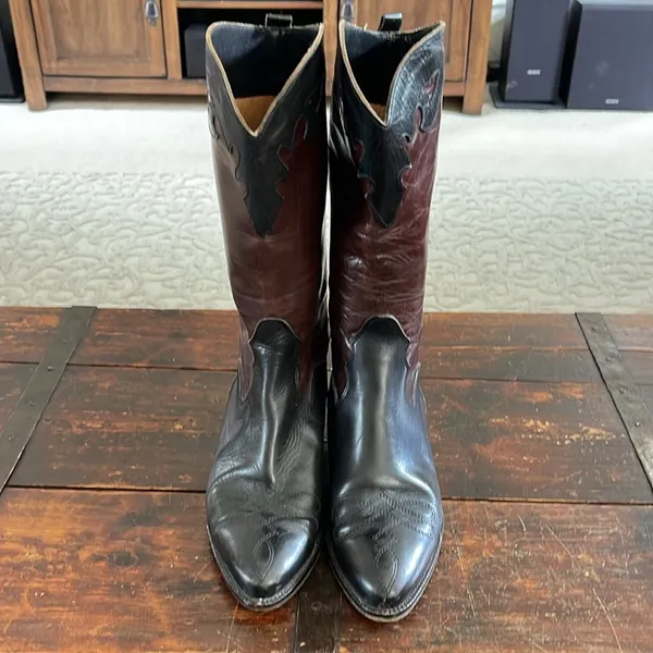 Joan & David Black/Brown Handmade Leather Western Boots Size 36/5.5 - Image 5
